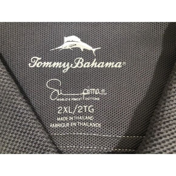 Tommy Bahama Collared Polo Gray 2XL Supima Cotton Short Sleeve XXL FLAWED - Picture 6 of 8